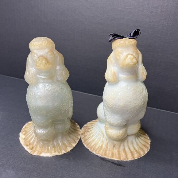 Poodle Figurines Statues 6” Vintage Set of 2 Pair Boy Girl Opalescent Iridescent - Picture 1 of 13
